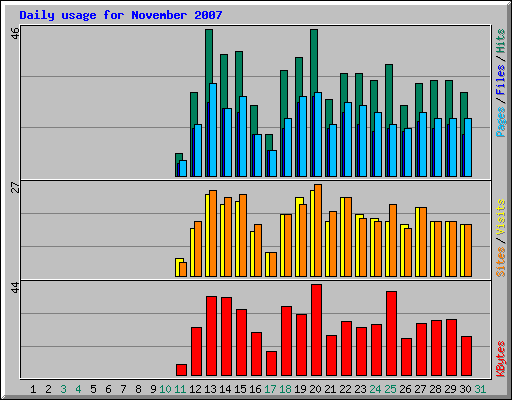 Daily usage for November 2007