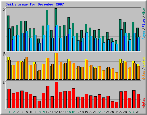 Daily usage for December 2007