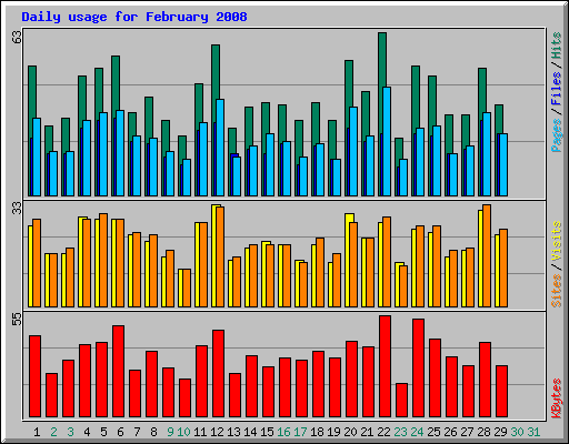 Daily usage for February 2008