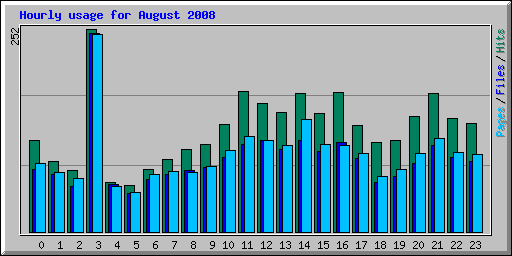 Hourly usage for August 2008