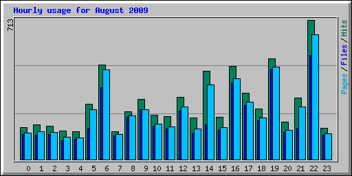 Hourly usage for August 2009